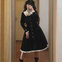 Beauty&elegant 巴伦高庭 Lolita洛丽塔 绿山墙与小安妮3.0 女士OP长袖连衣裙 黑色 S