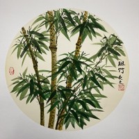 王永明 斑竹 花鸟国画100%纯手绘 38×38 纸本