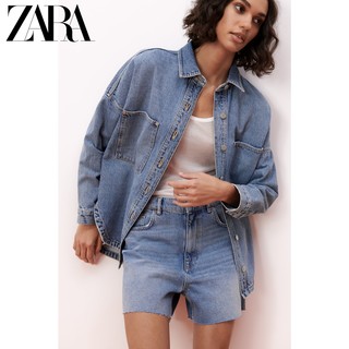 ZARA 夏季新款 女装 口袋饰牛仔衬衫外套 04877054400