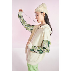 PEACEBIRD MEN 太平鸟风尚男装 太平鸟学院风拼接卫衣女连帽2021春季新款宽松休闲长袖开衫外套女