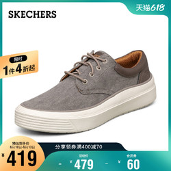 SKECHERS 斯凯奇 Skechers斯凯奇新款简约复古男鞋休闲一脚蹬帆布鞋舒适平底板鞋