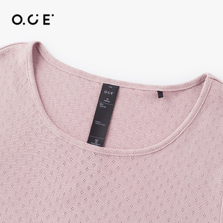 OCE短袖t恤女夏2021年新款ins潮短款修身显瘦法式针织薄款上衣女 PWLXT12838 灰蓝 S