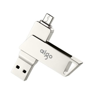 aigo 爱国者 U385 USB3.0 OTG U盘 银色 16GB Micro USB/USB-A双口