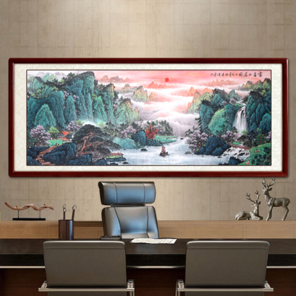 尚得堂陈建清手绘山水画富春山居图装裱165x85cm宣纸