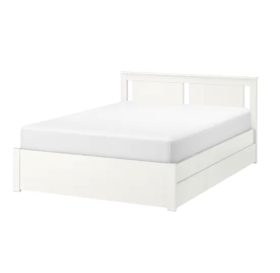 IKEA 宜家 SONGESAND 松耶桑德 床框架带2个储物盒 白色, 鲁瑞 150x200 厘米