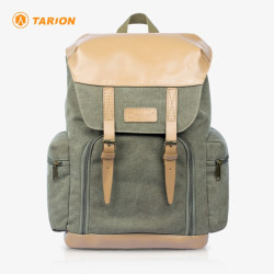 TARION 德国相机包单反双肩背包便携牛皮帆布摄影包佳能尼康内胆包M02 密林绿