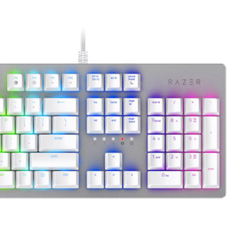 RAZER 雷蛇 猎魂光蛛 水银 104键 有线机械键盘 银色 段落光轴 RGB