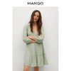 MANGO/芒果 87035661 V领泡泡袖连衣裙