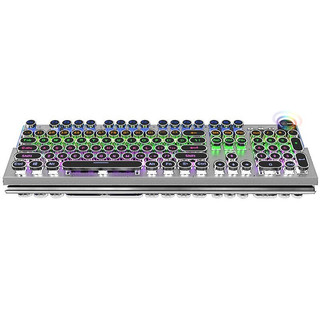 TECHNOLOGY 新盟 蒸汽朋克旋钮旗舰版 104键 有线机械键盘 金属灰 国产黑轴 混光