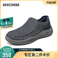 SKECHERS 斯凯奇 Skechers斯凯奇男士低帮一脚蹬懒人鞋复古简约休闲帆布鞋204178