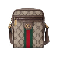 GUCCI 古驰 OPHIDIA系列 女士帆布单肩邮差包 598127 96IWT 8745 乌木色