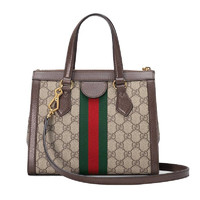 GUCCI 古驰 OPHIDIA系列 女士帆布手提托特包 547551 K05NB 8745 乌木色 小号