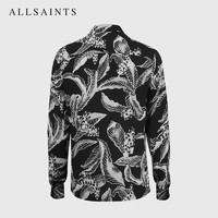 ALLSAINTS 男士Kahuna衬衫夏季新品修身印花长袖上衣MS140S Jet Black  XS