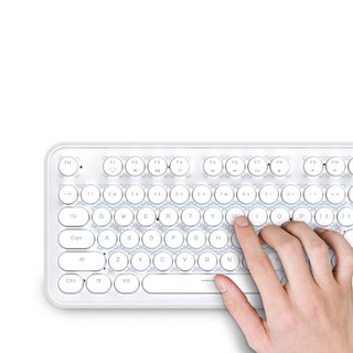 ROYAL KLUDGE RK960 104键 蓝牙双模机械键盘 圆键帽 白色 国产青轴 单光