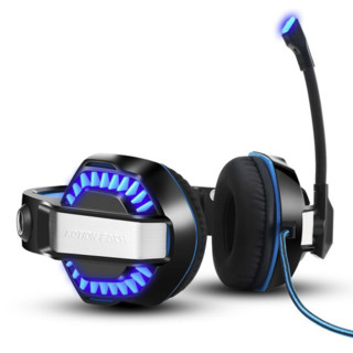 KOTION EACH 因卓 G2000 二代 升级版 耳罩式头戴式有线耳机 黑蓝色 3.5mm双插+USB口