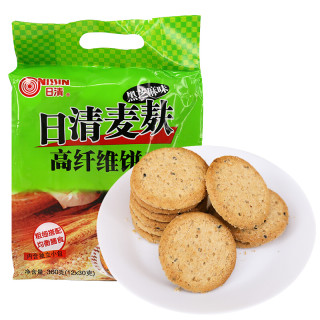 nissin日清食品麦麸高纤维饼干芝麻味360g