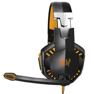 KOTION EACH 因卓 G2000 基础版 耳罩式头戴式有线耳机 黑橙色 3.5mm双插+USB口