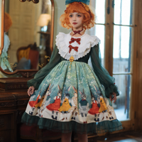 Unideer 悠尼蒂鹿 Lolita洛丽塔 兔子国 女士OP长袖连衣裙 绿色 S