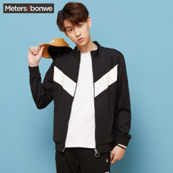 Meters bonwe 美特斯邦威 开衫卫衣男韩版春装新款潮流复古运动外套学生潮