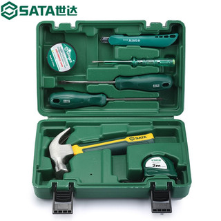SATA 世达 五金工具箱家庭工具套装7件基础螺丝刀锤子卷尺安装组套05161 05161