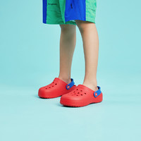 儿童沙滩凉鞋男童中大童夏季透气包头护脚休闲洞洞鞋 28 大学红/正蓝