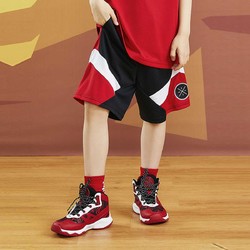 LI-NING 李宁 儿童男大童短裤童装夏季新款韦德篮球系列青少年宽松针织运动裤