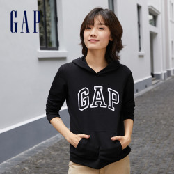 Gap 盖璞 女装时尚LOGO碳素软磨抓绒连帽卫衣春季 女士休闲运动上衣