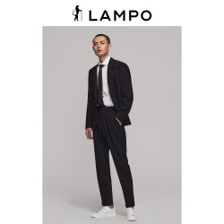 LAMPO 蓝豹 男西服套装上衣黑色微弹商务职业西装外套