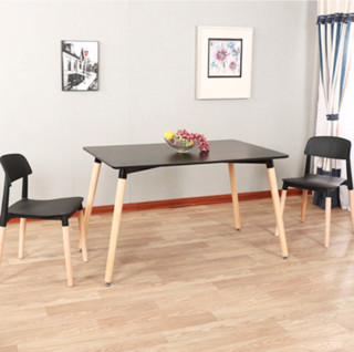 TIMI 天米 餐桌 北欧餐桌椅组合 黑桌+两把白椅+两把黑椅 1.2m