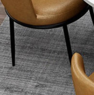 TIMI 天米 现代餐桌椅组合 白桌+四把棕色PU椅