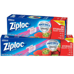 Ziploc 密保诺 拉链式食品密封袋 大中号组合装 (大*15 中*20)可重复使用 保鲜袋 收纳袋 储奶袋冰箱厨房