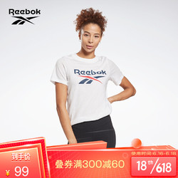 Reebok 锐步 运动健身 RI BL Tee 女子基础款短袖T恤 GI6706_白色 A/M