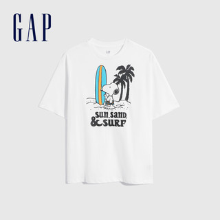 Gap女装纯棉短袖印花T恤699085夏季2021新款打底衫 黑色 160/80A(XXS)