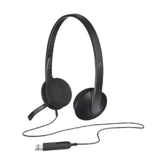 logitech 罗技 H340 耳罩式头戴式有线耳机 黑色