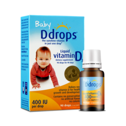 Ddrops 加拿大ddrops维生素D3滴剂0-1岁婴儿液体补钙2.5ML90滴*2瓶宝宝