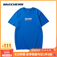 SKECHERS 斯凯奇 Skechers斯凯奇新款个性男女宽松品牌logo时尚圆领针织短袖T恤衫 L121U138