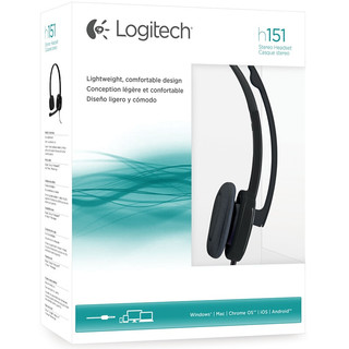 logitech 罗技 H151 压耳式头戴式有线耳机 黑色 3.5mm