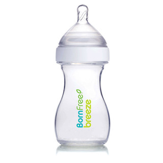 美国进口Bornfree 新生儿宝宝婴幼儿童宽口防胀气奶瓶不含BPA 玻璃奶瓶一阶段140ml