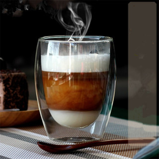 朗特乐（Le Bronte） 双层防烫耐热透明玻璃杯 隔热耐高温凉水杯创意办公泡花茶咖啡杯水杯牛奶杯 450ml六只装