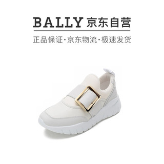 巴利 BALLY 女士织物配皮方扣装饰休闲运动鞋白色 BRINELLE NEW 07 6234720 2/35码