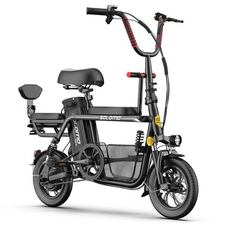 索罗门（SOLOMO） 48V锂电池亲子电动自行车便携电瓶车自行车电动滑板车迷你母子代步车电动车 黑色-15AH数码电芯-助力约80KM