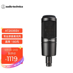 audio-technica 铁三角 Audio-technica）AT2035BK电容麦克风专业录音棚话筒黑色