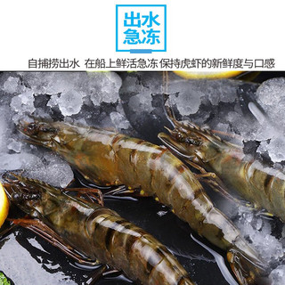 觅客 黑虎虾活冻盒装生鲜 虾类 大号 毛重约600克 1盒16-20只