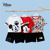 Disney 迪士尼 【JD旗舰店】迪士尼 男女童运动夏装米奇IP 短袖短裤两件套