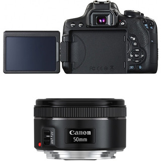 Canon 佳能 EOS 750D APS-C画幅 数码单反相机 黑色 EF 50mm F1.8 STM 定焦镜头 单镜头套机