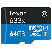 Lexar 雷克沙 633x Micro-SD存储卡 64GB (UHS-I、V30、U3、A1)