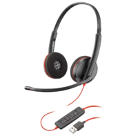 Plantronics 缤特力 Poly 博诣 Blakwire C3220 耳罩式头戴式有线耳机 黑色 USB口