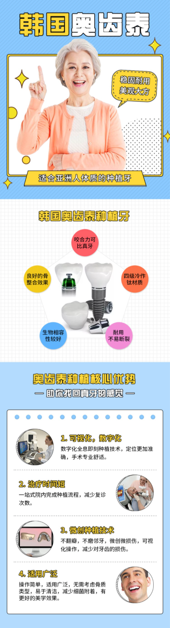 牙管家 韩国奥齿泰种植牙服务套餐（含植体+基台+全瓷牙冠）