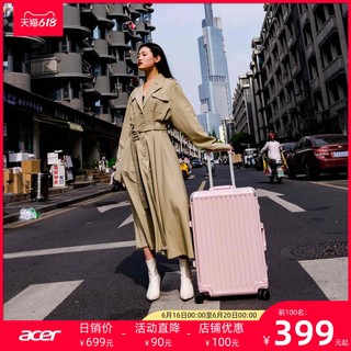 acer 宏碁 新款Acer/宏碁铝框合金拉杆箱粉色行李箱旅行箱万向轮女男20/24寸