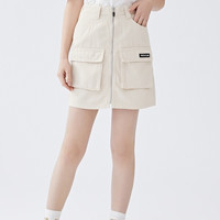 森马 Semir夏季新款潮流工装风大口袋A字显瘦纯棉透气女士牛仔半身裙女 S 牛仔黑D0870